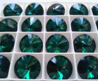 18mm Swarovski 1122 Rivoli EMERALD Foiled (205) jewelry making stones