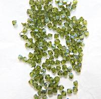 4mm Swarovski Olivine AB Bicones beads rainbow 36/72/144/432/720 Pieces (228) rainbow beads, jewelry making, couture embellishments