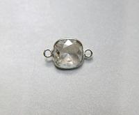 Swarovski 4470, Crystal Satin Unfoiled Faceted Square Fancy Stone 12MM in 2 Loop Sterling Silver Settings 1/6/12 Pieces