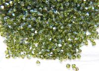 4mm Swarovski Olivine AB Bicones beads rainbow 36/72/144/432/720 Pieces (228) rainbow beads, jewelry making, couture embellishments