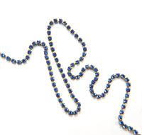 18pp Swarovski Vintage Chain in Sapphire (2.5mm) 0.5/1/2/5 Meters Brass Settings vintage findings, strass chains, craft supplies, rare