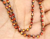 16ss Swarovski 2088 Chain in Flat Back Fireopal (4mm) 0.5/1/2/5 Meters Vintage Black Settings Wedding Cake Decoration Brooch Bouquet Supply
