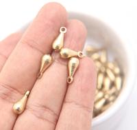 Long Metal Drops, Teardrop Charms, in brass 13x5.5mm, 2mm Loop, 12/60 pieces