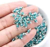 4mm Swarovski Blue Zircon (229) crystal dangles in Sterling Silver wire wrapped- charms- drops- jewelry making 72/144/432/1000Pieces jewelry