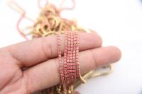 14pp Cubic zirconium Rhinestone Close Cup Chain in Opal Rose (2mm) 0.5/1/2/5 Meters Brass Settings, strass findings, jewelry making