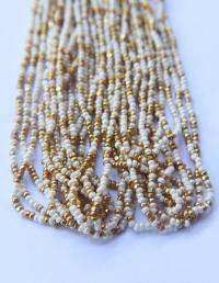 13/0 Hanks Charlotte Cut Beads IVORY Gold Patina 1/5/25/50/100 Hanks 2.0mm jewellery rare glass beads, jewelry supply, findings, craft