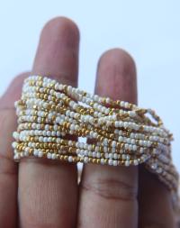 13/0 Hanks Charlotte Cut Beads IVORY Gold Patina 1/5/25/50/100 Hanks 2.0mm jewellery rare glass beads, jewelry supply, findings, craft