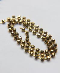12SS Rhinestone Chain Vintage Machine cut Metallic Aurum Gold 3mm embroidery materials craft vintage findings, lace, strass chains