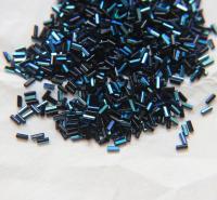 True Cuts Size 2 (2x4mm) Bugle Beads 5/10/20/50/250/500 Grams Jet Black Aurore Boreale loose tube beads