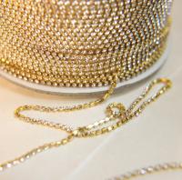 10PP Swarovski Cup Chain Clear Rhinestone Cup Chain Xillion 1.6mm Made in Austria - Brass Setting - Crystal Clear 0.5/1/2/5 Meters Nail Art