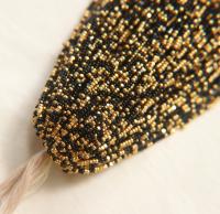 11/0 Hanks Charlotte true Cut Beads Jet Black Gold Patina 1/5/25/50/100 Hanks PREMIUM SEED Beads, vintage supplies