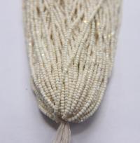 11/0 Hanks Charlotte Cut Beads Patina Opaque Chalk White Aurore Boreale 1/5/25/50/100 Hanks PREMIUM SEED BEADS, Native Supplies