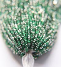 11/0 Hanks Charlotte Cut Beads Patina Opal Green Silver 1/5/25/50/100 Hanks PREMIUM SEED BEADS, Native Supplies