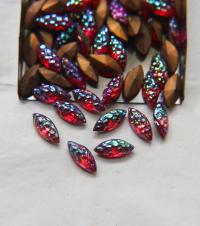 15x7 mm Czech fancy Navette fancy Siam Iridescent foiled 6/24 Pieces Jewery making stones gemstones, fancy opal stones
