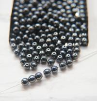 Czech Vintage Pearls 5mm Round in Jet Hematite 50/250/500 Pieces Jewelry making beads