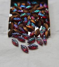 15x7 mm Czech fancy Navette fancy Siam Iridescent foiled 6/24 Pieces Jewery making stones gemstones, fancy opal stones