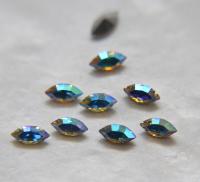 6X3 mm Czech fancy Navette fancy Crystal Aurore Boreale foiled 36/72/144/288 Pieces Jewery making stones gemstones, fancy opal stones