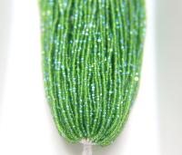 11/0 Hanks Charlotte Cut Beads Transparent Patina Kelly Green Aurore Boreale 1/5/25/50/100 Hanks PREMIUM SEED BEADS, Native Supplies