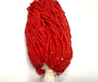 Opaque Red Coral Charlotte Cut Beads, 2mm Czech Glass, 11/0 Hanks