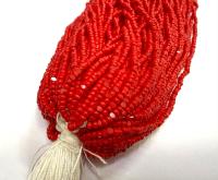 Opaque Red Coral Charlotte Cut Beads, 2mm Czech Glass, 11/0 Hanks