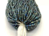 Charlotte Cut Seed Beads 11/0, Patina Matt Black Diamond Aurore Boreale