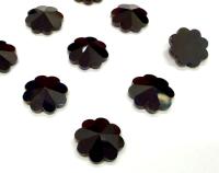 14mm Vintage Swarovski Crystal Flower, Jet , unfoiled Flat Back