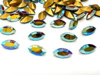 Vintage Swarovski Crystal in Siam Aurore Boreale Navette Stones, 10x5 mm, Jewelry Making Supplies