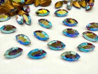 Vintage Swarovski Crystal in Light Rose Aurore Boreale Navette Stones, 10x5 mm, Jewelry Making Supplies