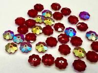 8mm Swarovski Siam Aurore Boreale Flower Sew-on Stone