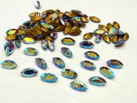 Vintage Swarovski Crystal in Light Rose Aurore Boreale Navette Stones, 10x5 mm, Jewelry Making Supplies