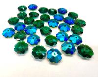 10mm Swarovski Emerald AB Flower Sew-on Stone