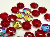 8mm Swarovski Siam Aurore Boreale Flower Sew-on Stone