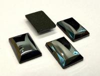 Vintage Czech Crystal Rectangle Stones, Faceted Dome Back (14x10 mm)