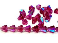 Vintage Swarovski Crystal Cone Beads 6.5x6 mm Fuchisa Aurore Boreale Jewelry Making