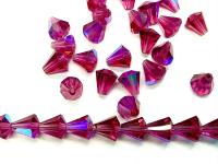 Vintage Swarovski Crystal Cone Beads 6.5x6 mm Fuchisa Aurore Boreale Jewelry Making