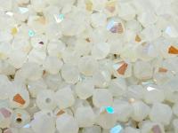 4mm White Alabaster Swarovski Bicone Beads, 1X Aurore Boreale