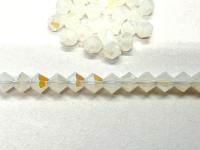 4mm White Alabaster Swarovski Bicone Beads, 1X Aurore Boreale