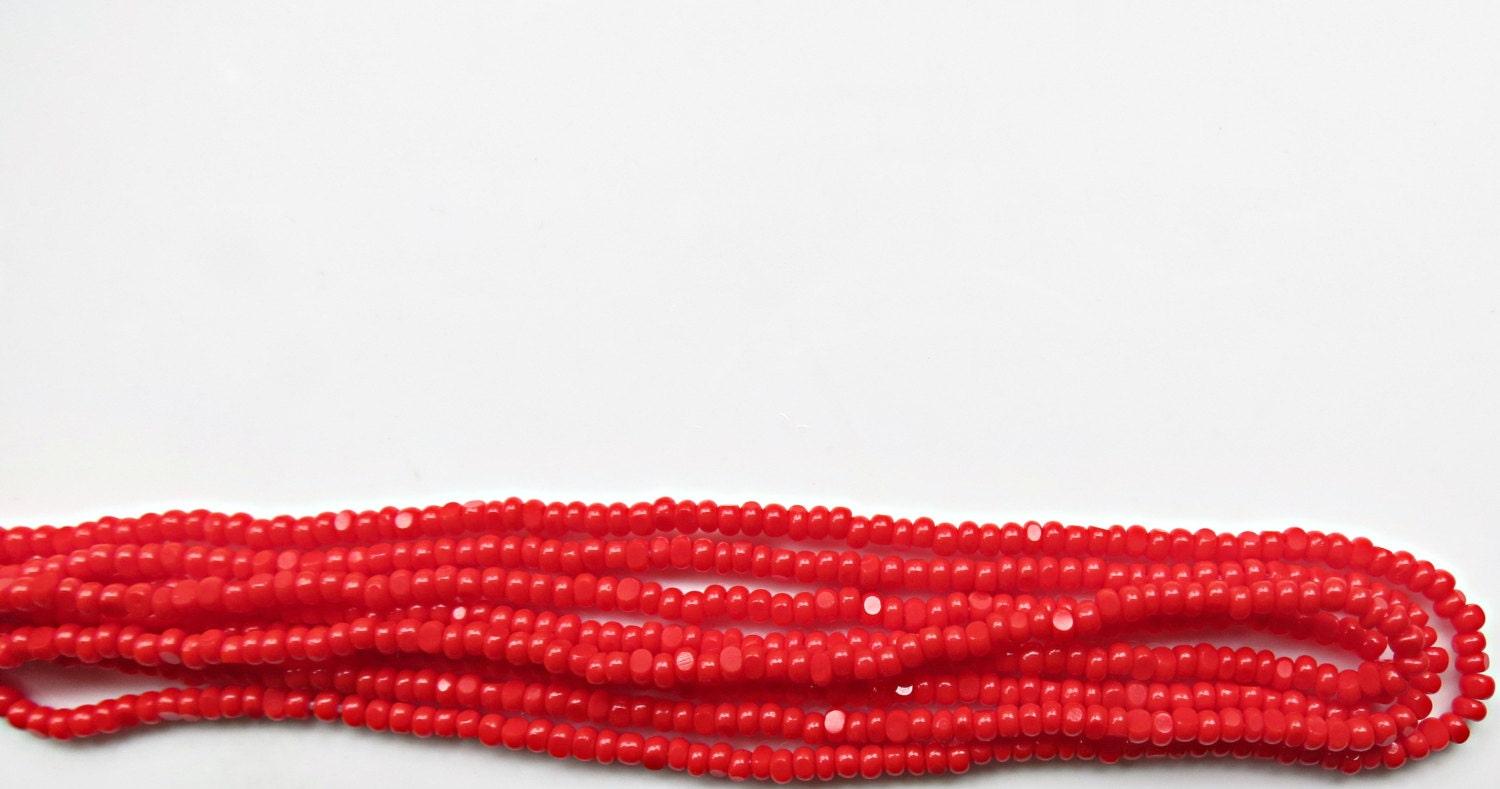 11/0 Charlotte Cut Beads Light Red Opaque 10/20/50/250/500 (10 Grams 1300 Pieces) embroidery materials, jewelry making, vintage beads, rare