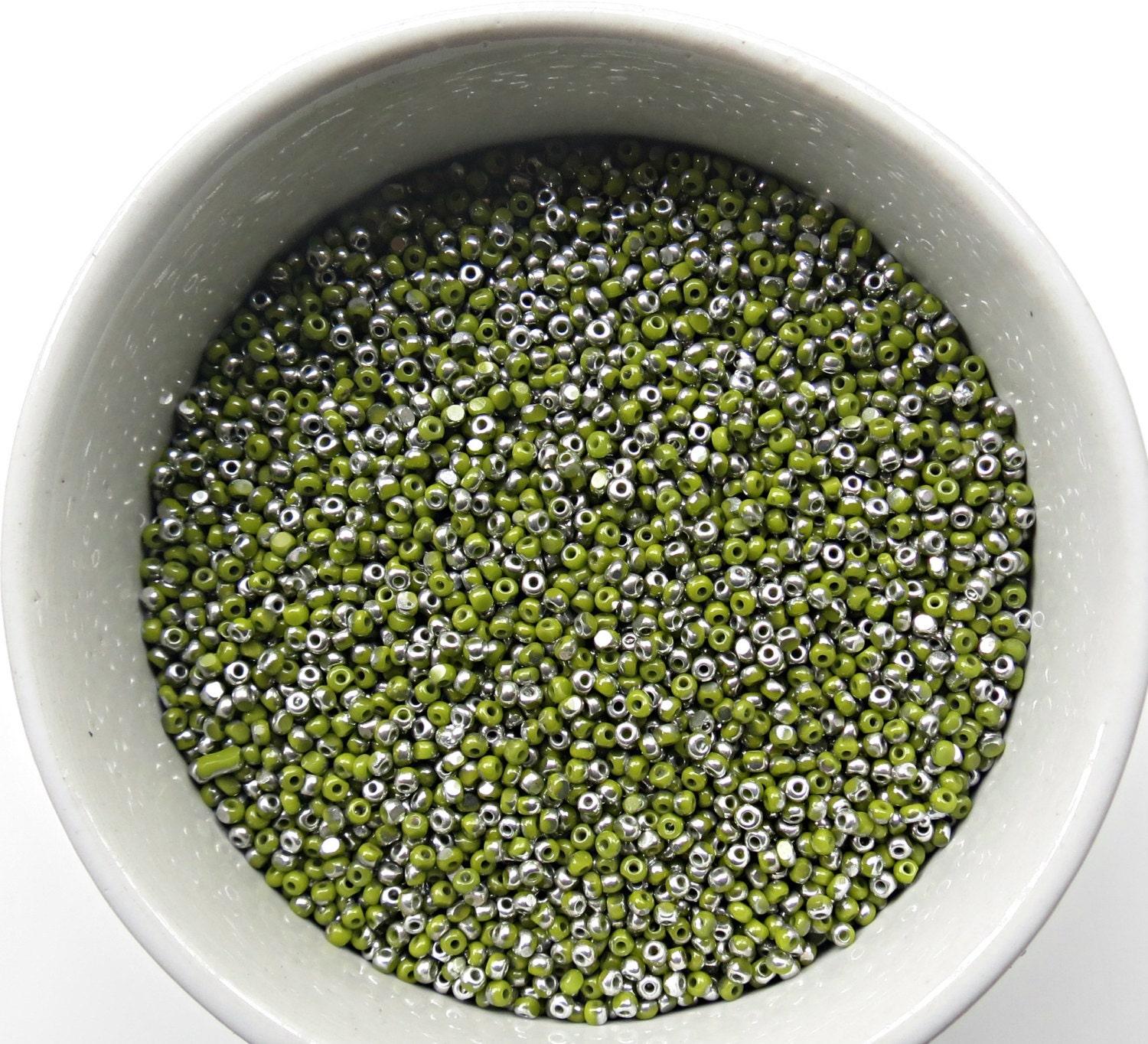 11/0 Charlotte true Cut Beads Patina Opaque Olivine  Silver 10/20/50/250/500 Grams loose beads, embroidery materials, vintage findings