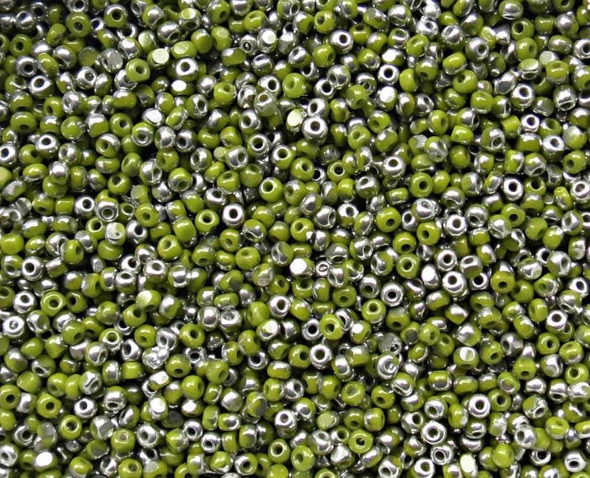 11/0 Charlotte true Cut Beads Patina Opaque Olivine  Silver 10/20/50/250/500 Grams loose beads, embroidery materials, vintage findings