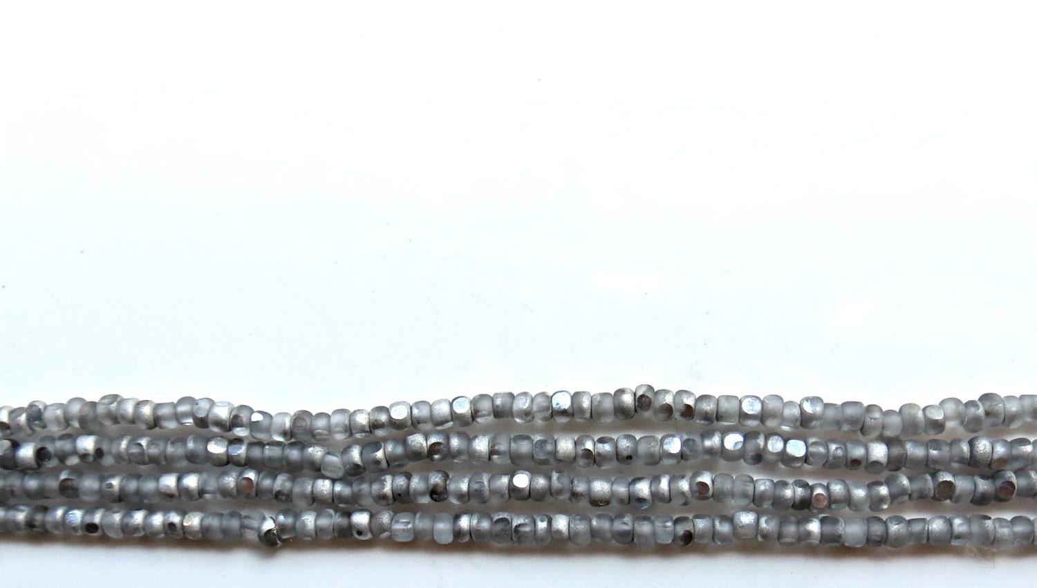 8/0 Charlotte Cut Beads Crystal Frosted Metallic Silver 10/20/50/250/500 Grams glass beads, jewelry supply, vintage findings, craft supply