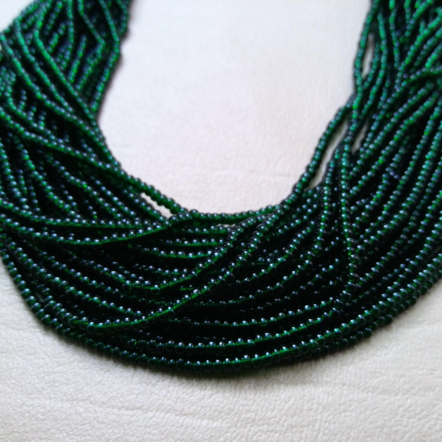 11/0 Czech Seed Bead Deep Green Transparent 1/5/25/50/100 Full hanks Preciosa Ornella loose beads, mix beads, embroidery materials, craft