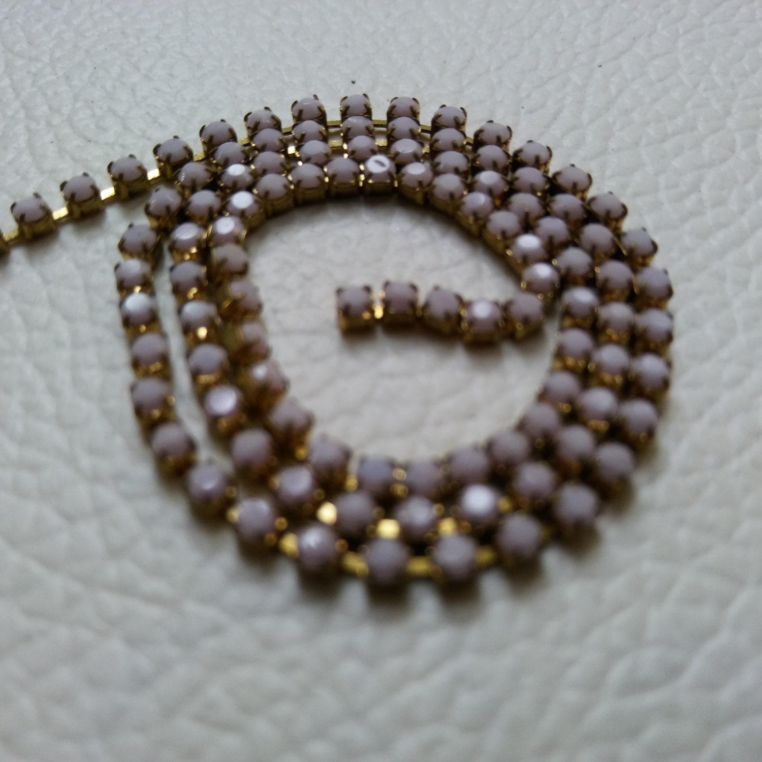 6 SS Rhinestone Chain Vintage Glass Pressed Chatons Opaque Light Purple (2mm) 1/2/5/15 Meters vintage findings, jewelry making, craft