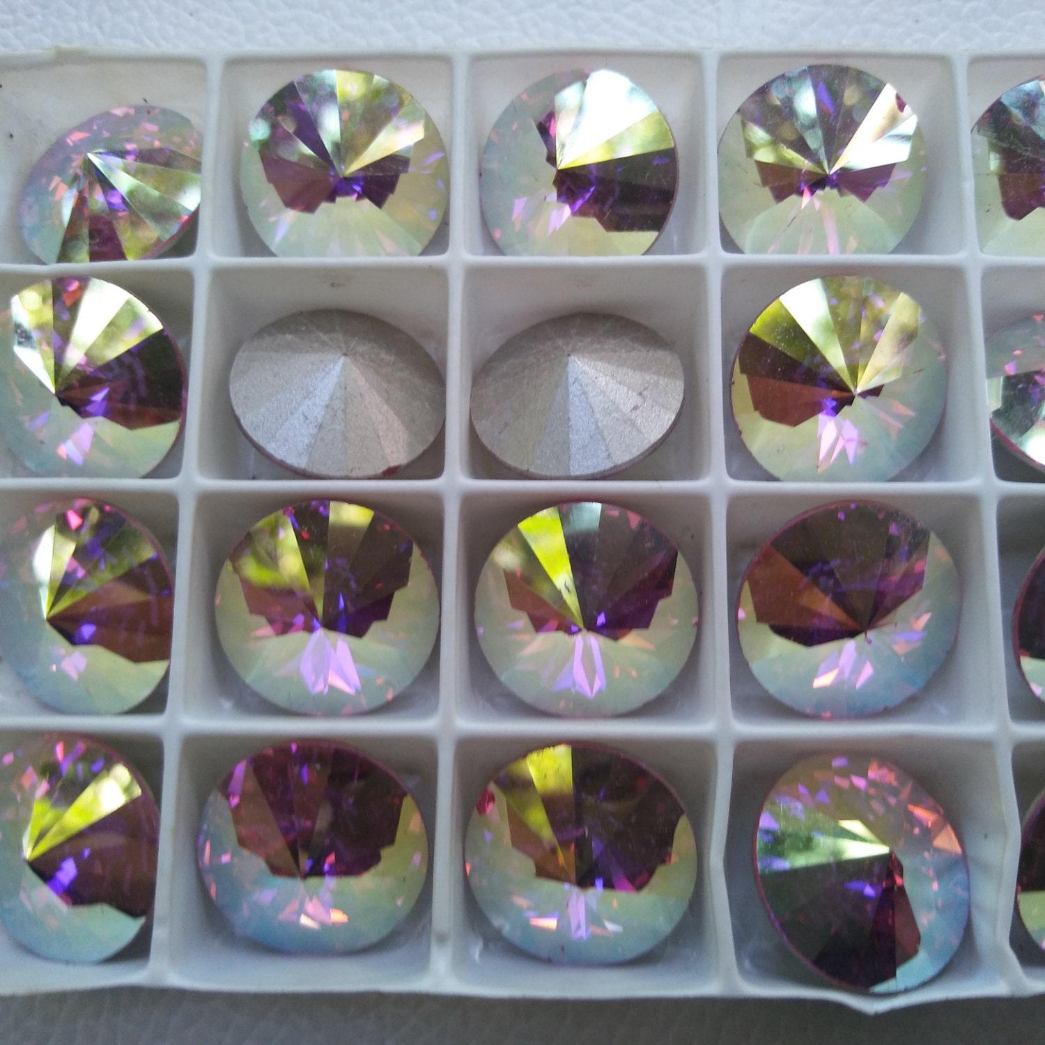 18mm Swarovski 1122 Rivoli Rose Aurore Boreale Foiled 2/6 Pieces PREMIUM MATERIALS