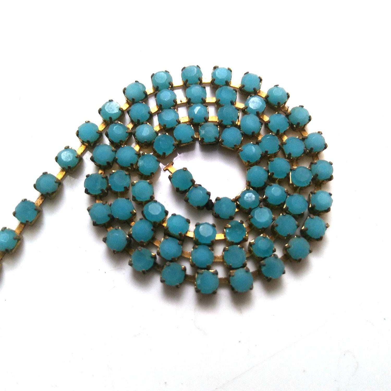 12 SS Rhinestone Chain Vintage Glass Pressed Chatons Opaque Turquoise 3mm 1/2/5/15 Meters Wedding Bridal Supplies|Jewelry Making|Decoration