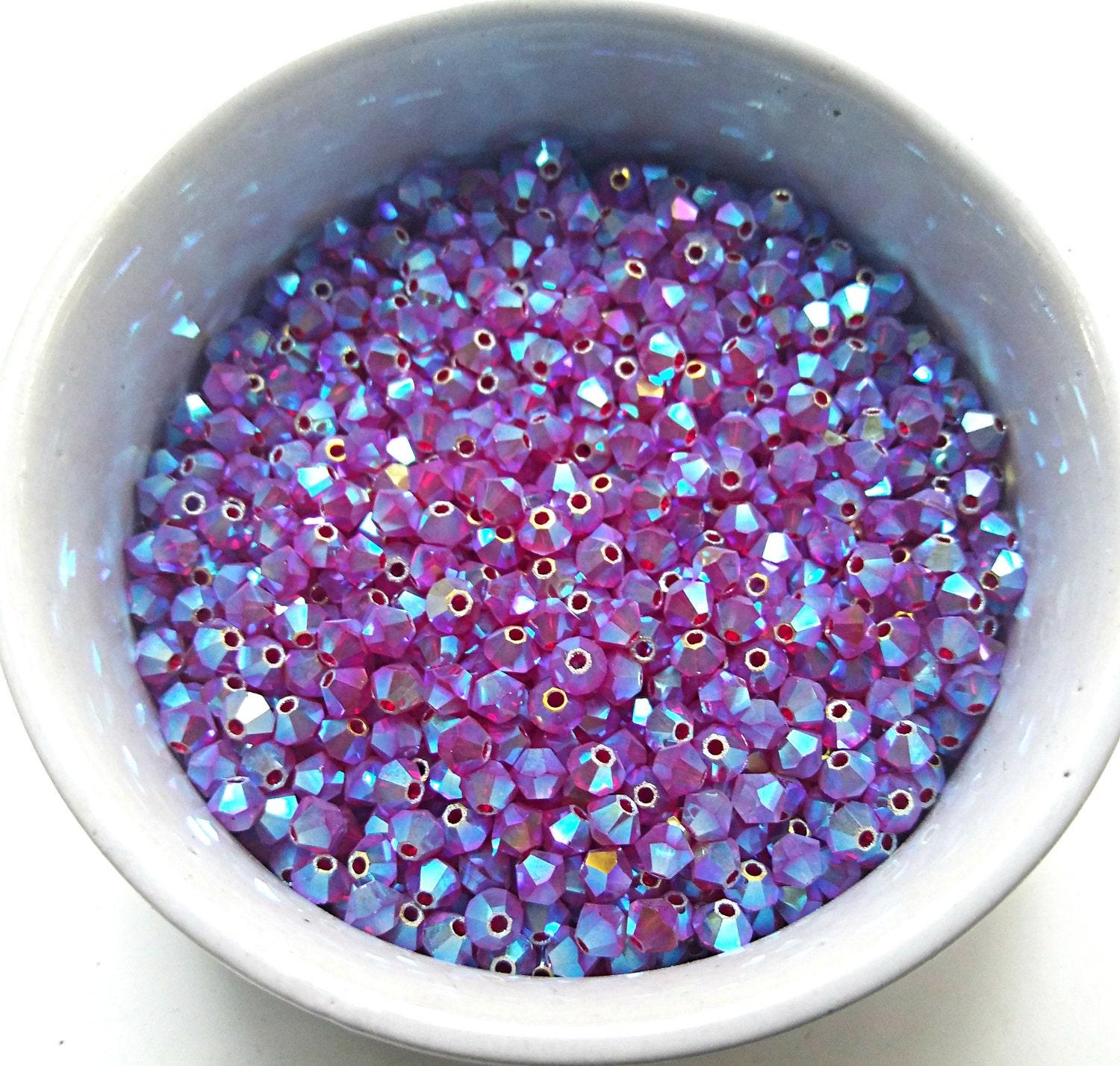 Swarovski (3/4mm) Siam AB 2X FC Bicones rainbow Beads 36/72/144/432/720 Pieces rainbow beads, jewelry making, couture embellishments