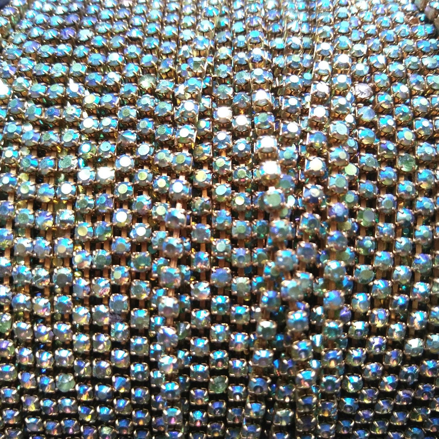 6 SS Rhinestone Chain Vintage Glass Peridot Aurore Boreale 2mm 1/2/5/15 Meters