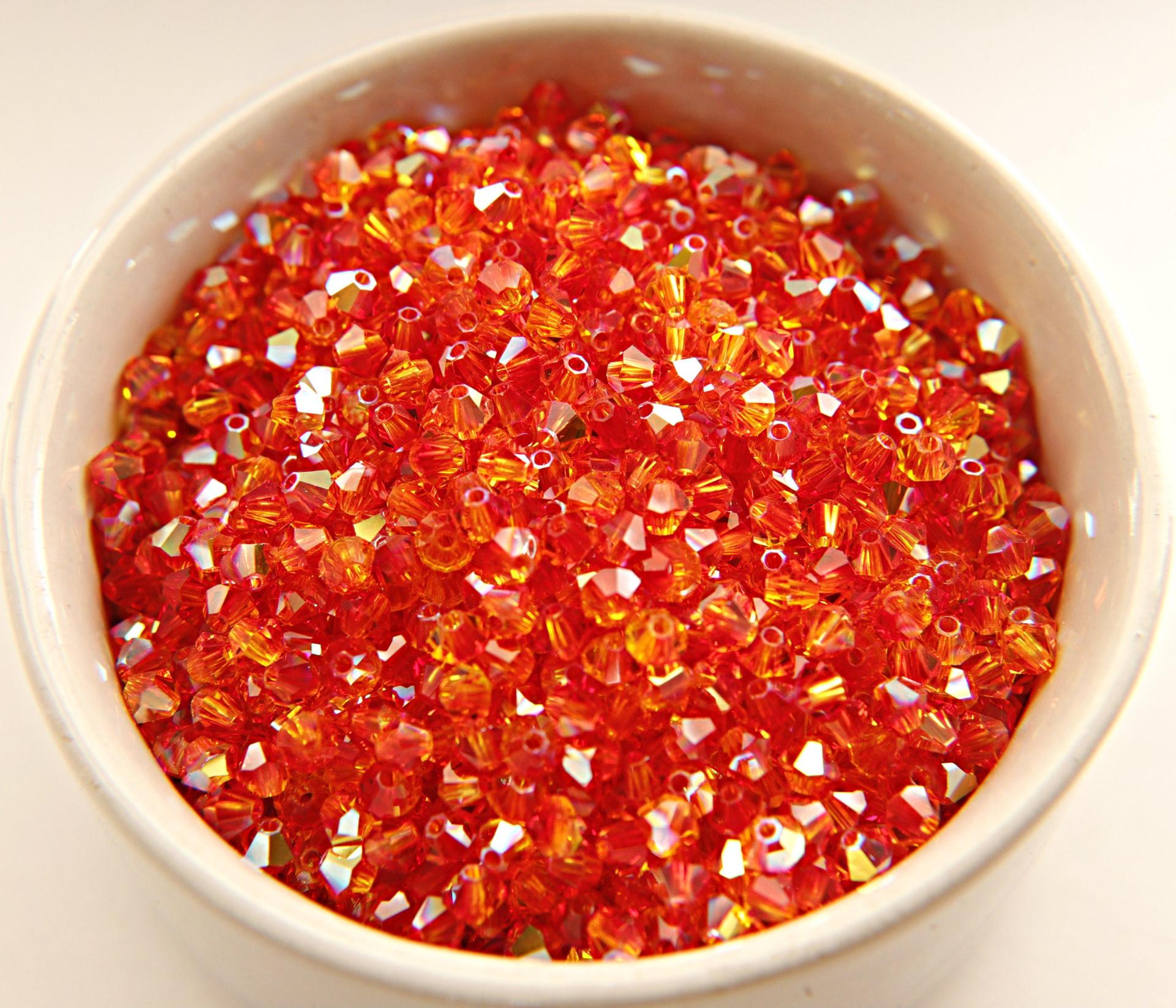 4mm Swarovski Fireopal AB Bicones beads 36/72/144/432/720 Pieces rare findings, designer beads, couture embellishments, embroidery materials