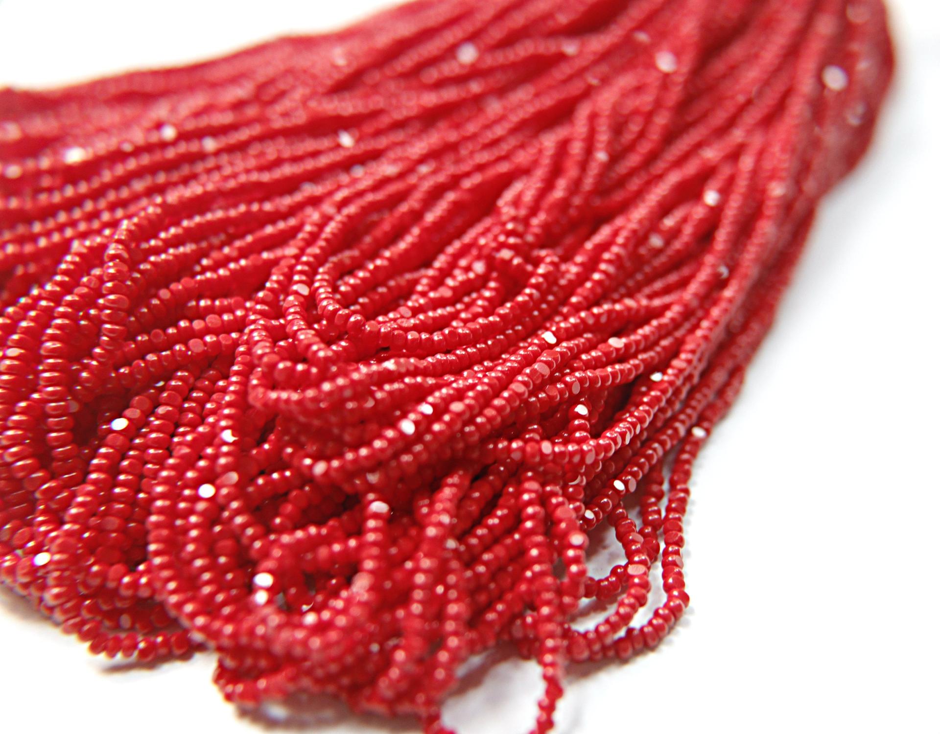 13/0 Hanks Charlotte Cut Beads 93210 Opaque Cherry Red 1/5/25/50/100 Hanks glass beads, jewelry supply, findings, NATIVE BEADS SUPPLY