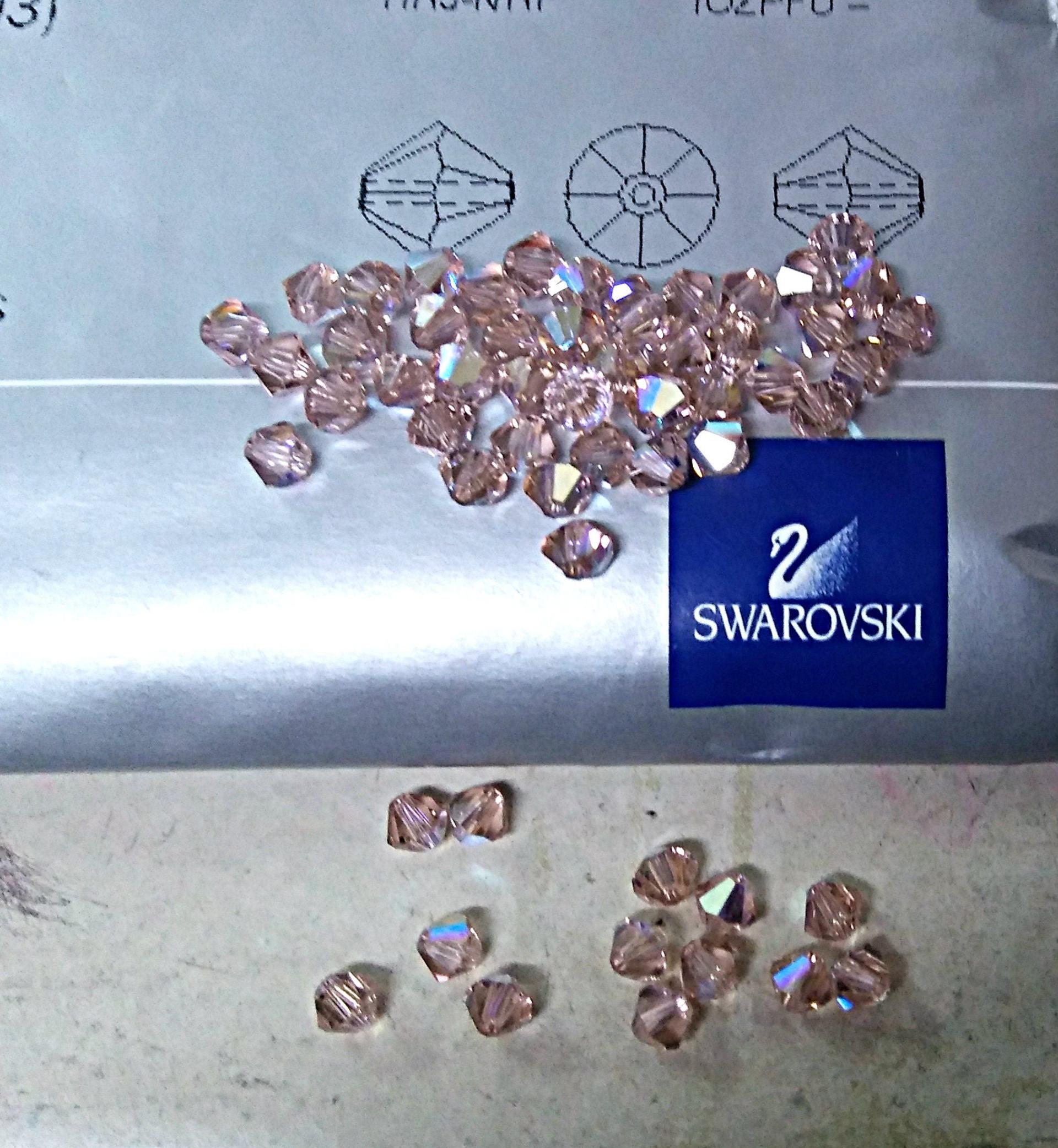 4mm Vintage Rose Aurore Boreale Swarovski Bicone AB beads 36/72/144/432/720 Pieces rainbow beads, jewelry making, couture embellishments
